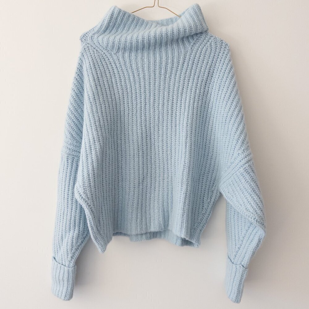 Anthropologie Athena Cowl Neck Sweater Pullover Alpaca Wool Blue XS Maeve - Picture 3 of 10